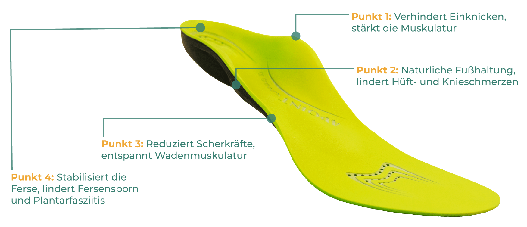 Maßeinlage von 4Point mit den 4Punkten-der Fuss-Aktiv-Formel
